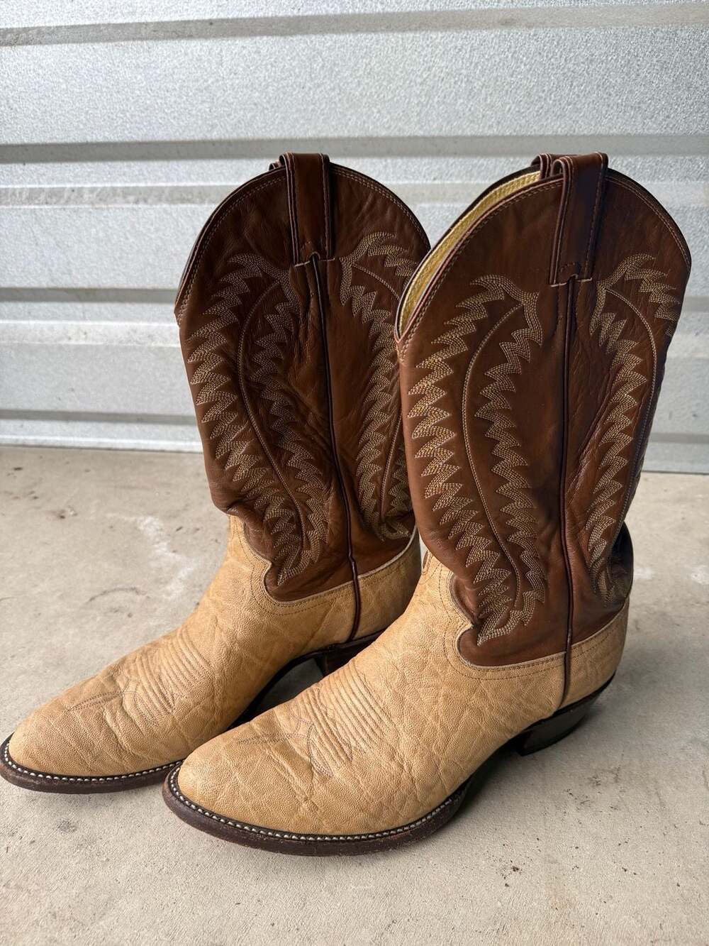 Justin Vintage Two-Tone Exotic Leather Western Cowboy Boots